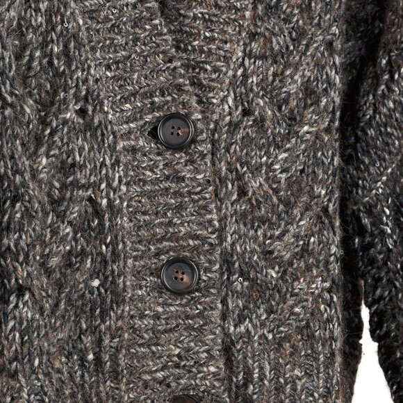 Brunello Cucinelli Cashmere Brown & Grey Cable Knit Cardigan - Picture 7 of 12